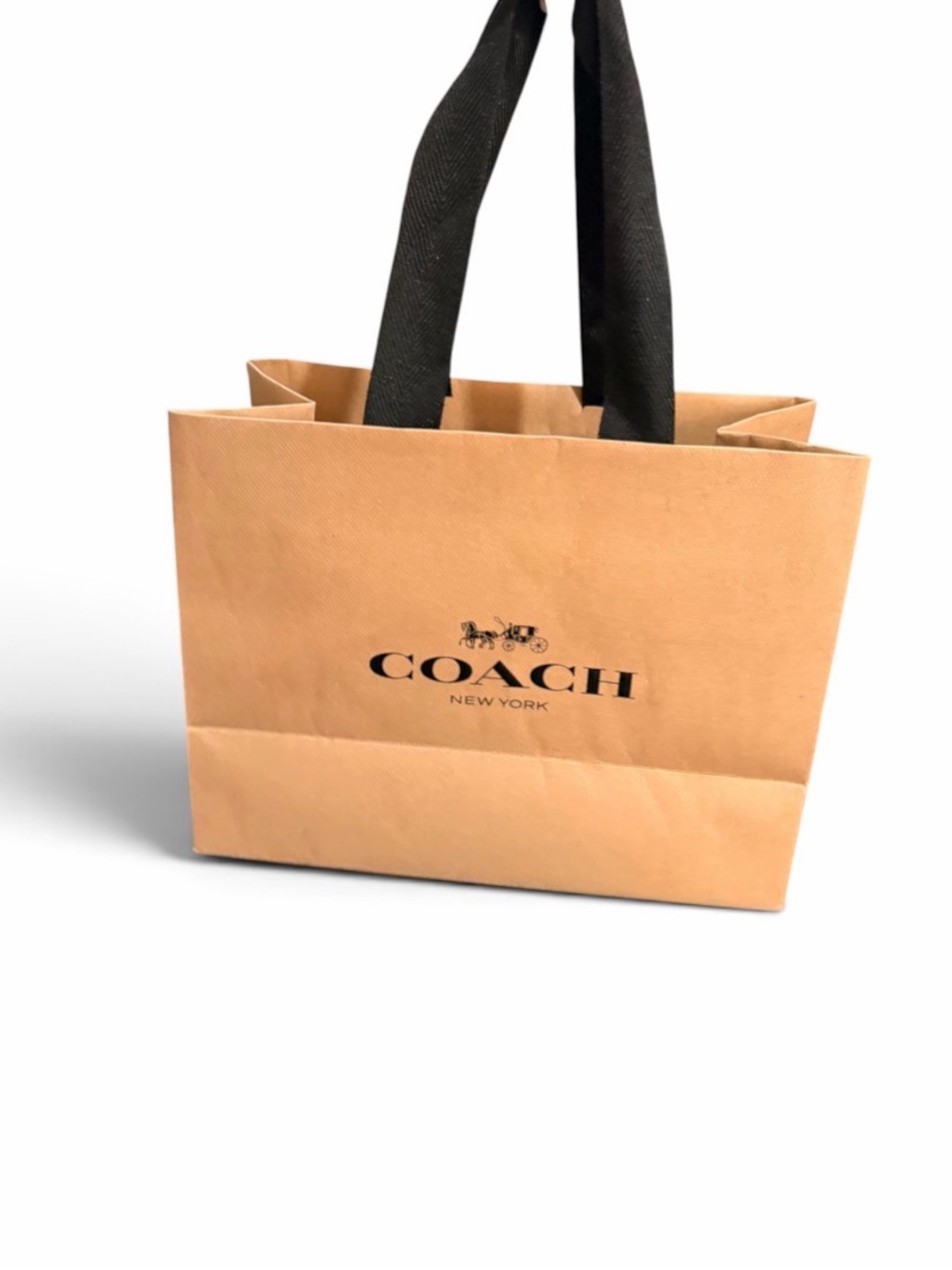 Coach Tan Tote with Black Handles and Logo
